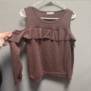 Socialite Brown Ruffle Short Sleeve Top